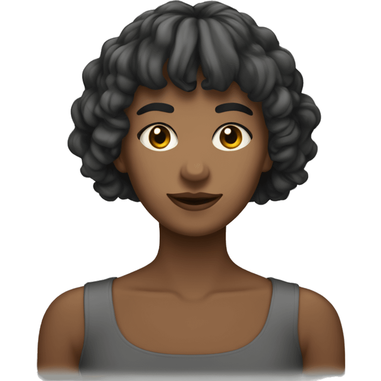 femme agée cheveux courts châtains raides et frange emoji