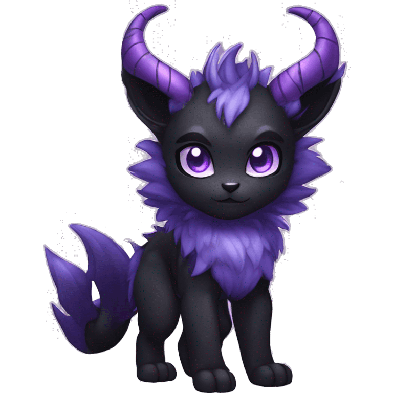 Anthro-Edgy-Black-Purple-Contrast-Colors-Fantasy-Fur-Sona-Chibi-Shiny-Fakémon-Hybrid with horns full body emoji