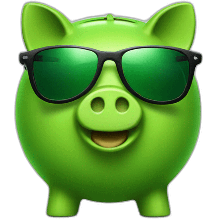 green piggybank with green sunglasses emoji