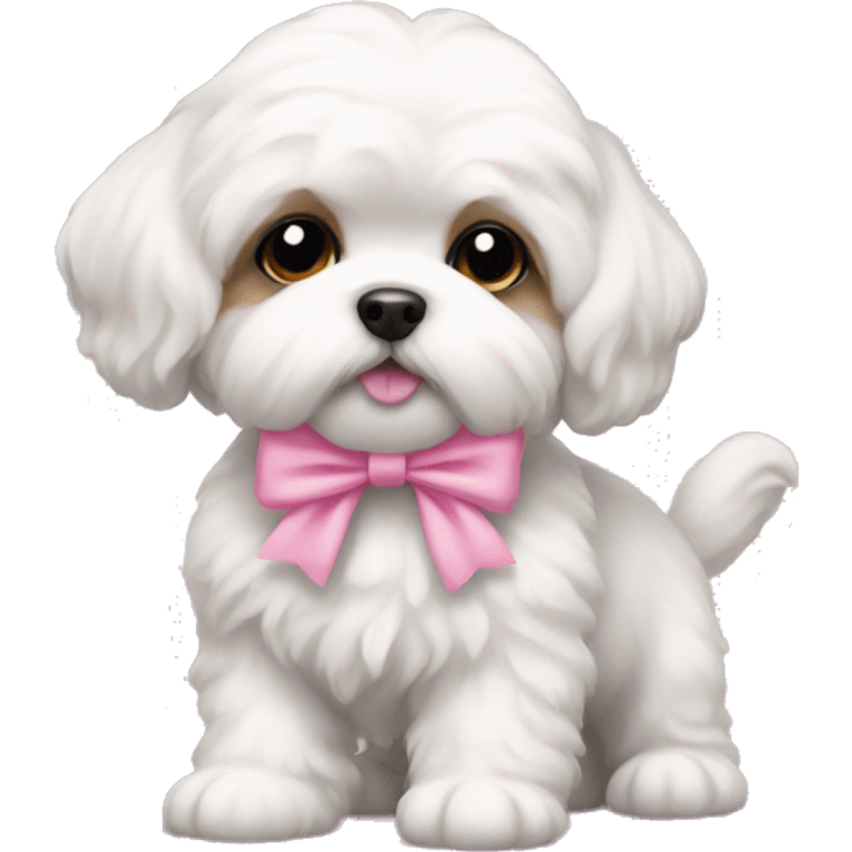 Shichon puppy pink bow emoji