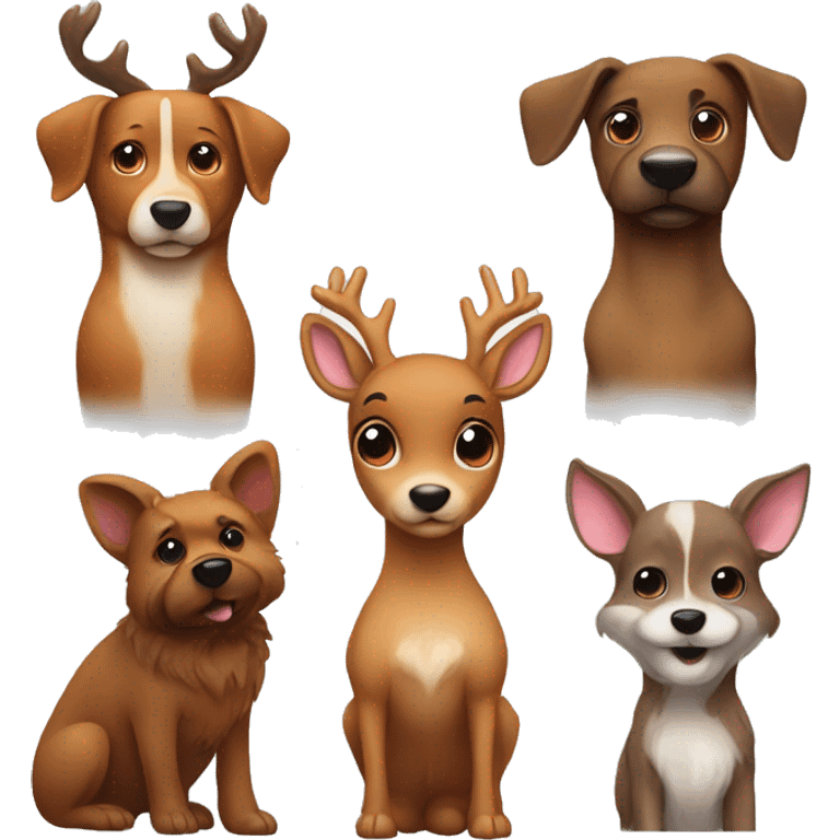 Cute rudi the deer next a cute furry brown dog emoji