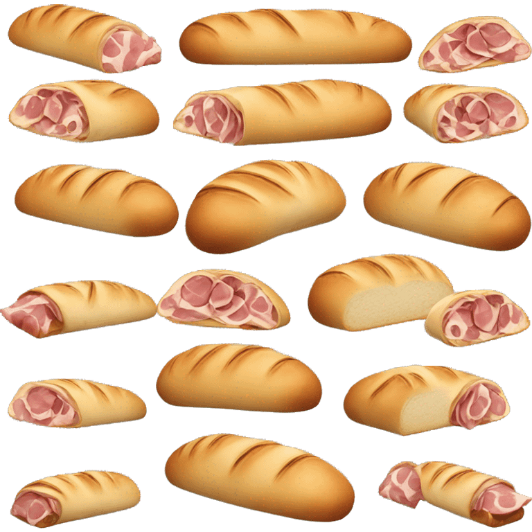 Bagette bread rolled with ham and olives  emoji