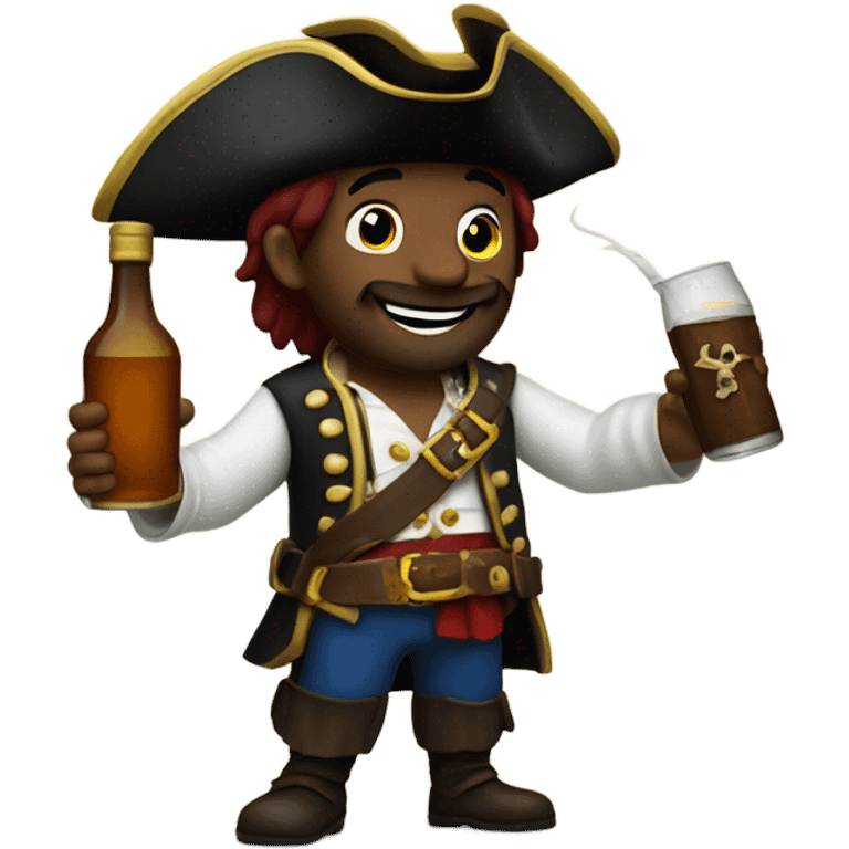 A pirate holding up a bottle of rum emoji