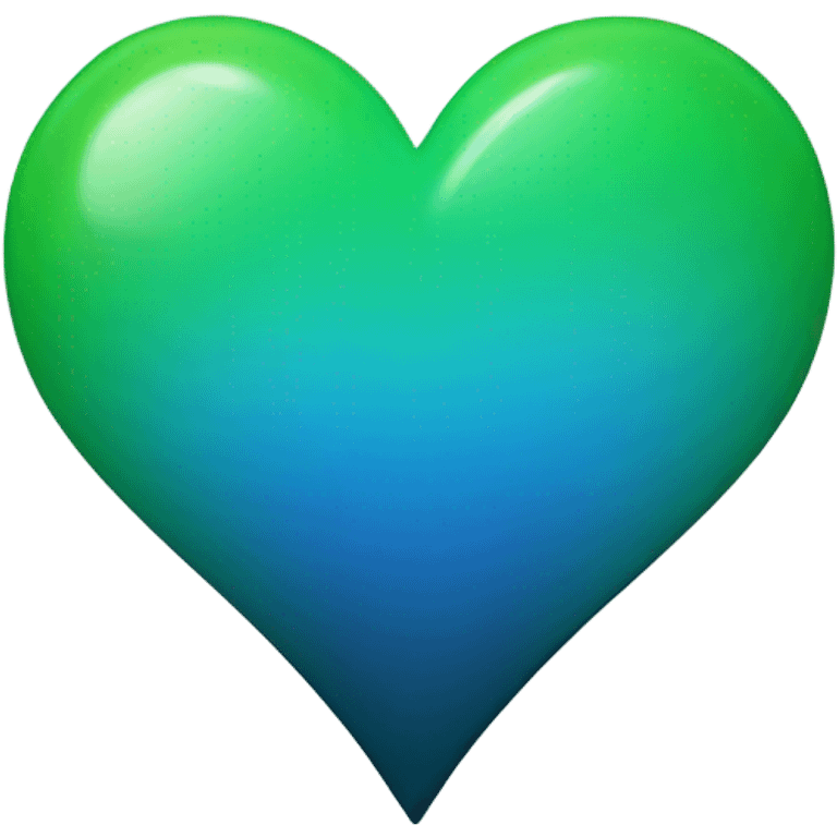 Gradient heart with blue on the outside and green on the inside emoji