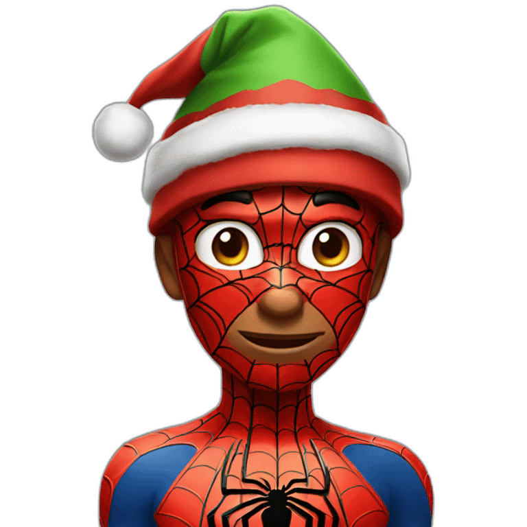 Spiderman wearing Christmas cap emoji