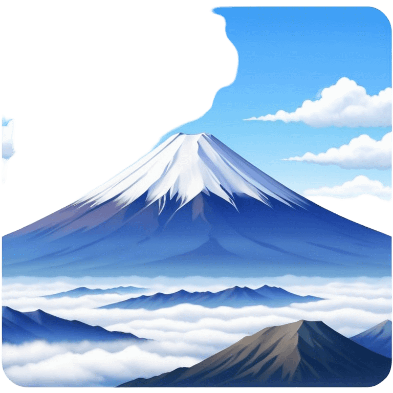 Cinematic Realistic Mount Fuji Landscape Emoji, depicted with the iconic snow-capped peak set against a serene sky rendered with lifelike textures and breathtaking, natural lighting. emoji