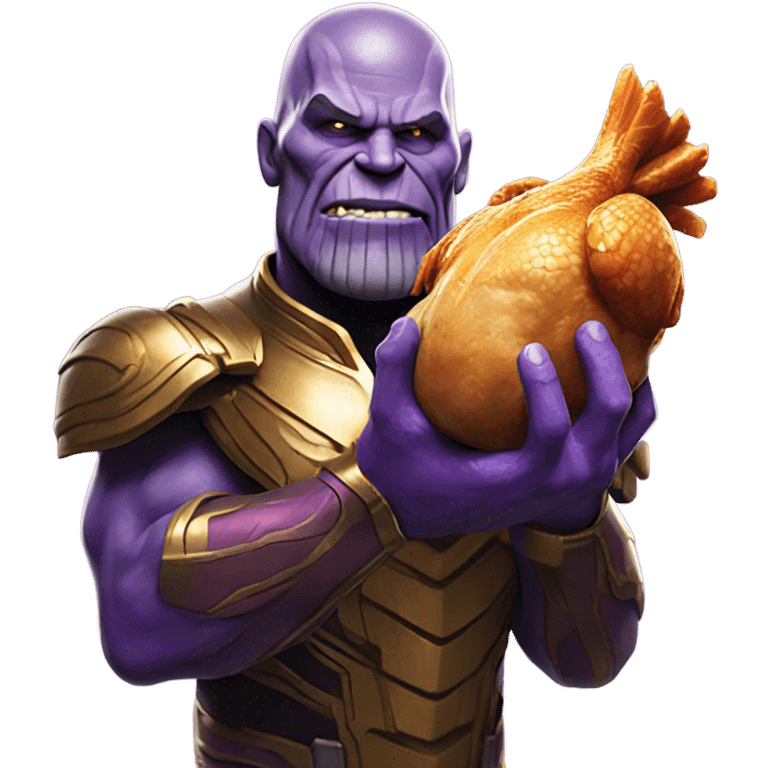 Thanos eating a full chicken ￼ emoji