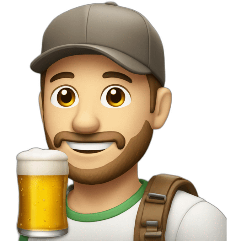 Mann mit Cap hält ein bier emoji