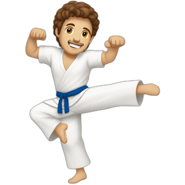 a brazilian white guy with brown hair doing capoeira emoji