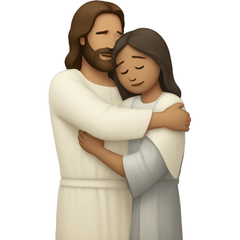 Jesus hugs a woman  emoji