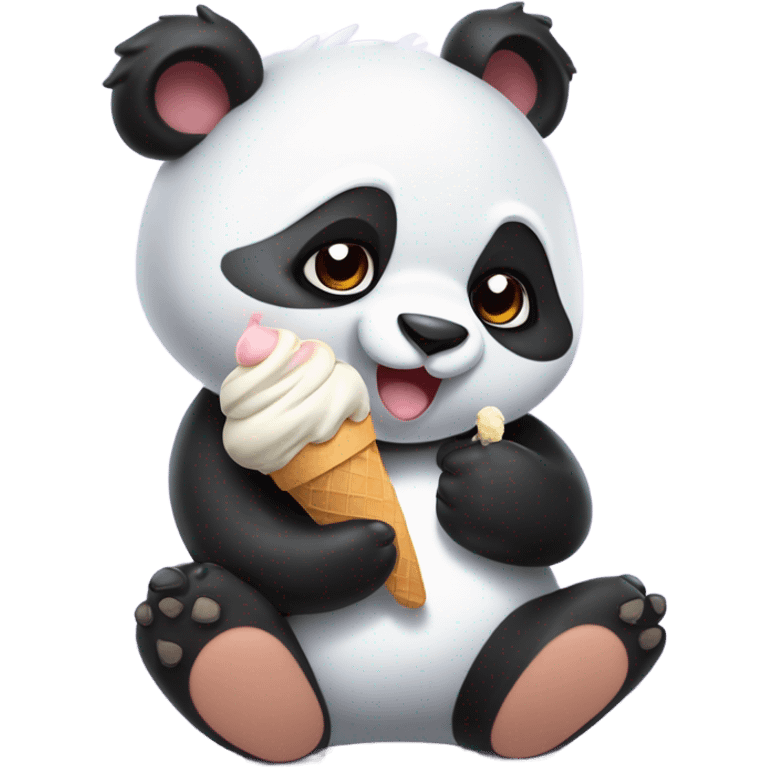 Panda eating ice cream emoji