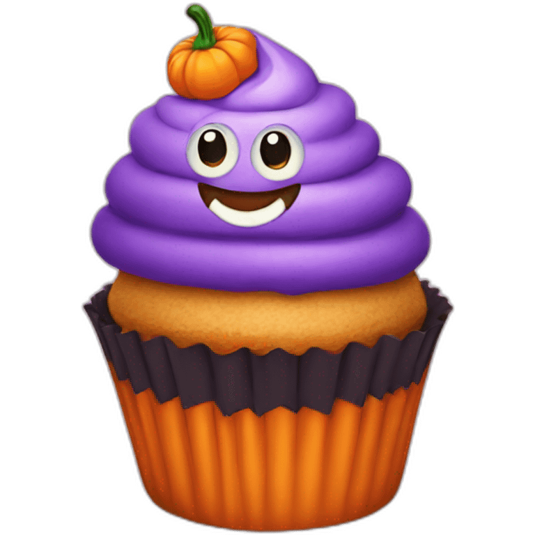 Happy Halloween cupcake emoji