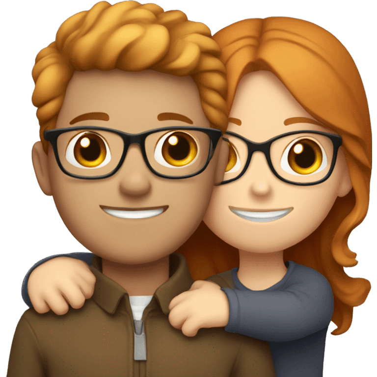 BROWN haired white boy with glasses hugging ginger girl  emoji