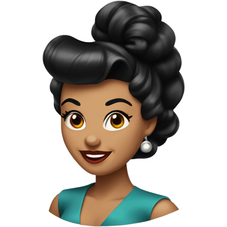 pin-up brown woman with black hair victory rolls style emoji