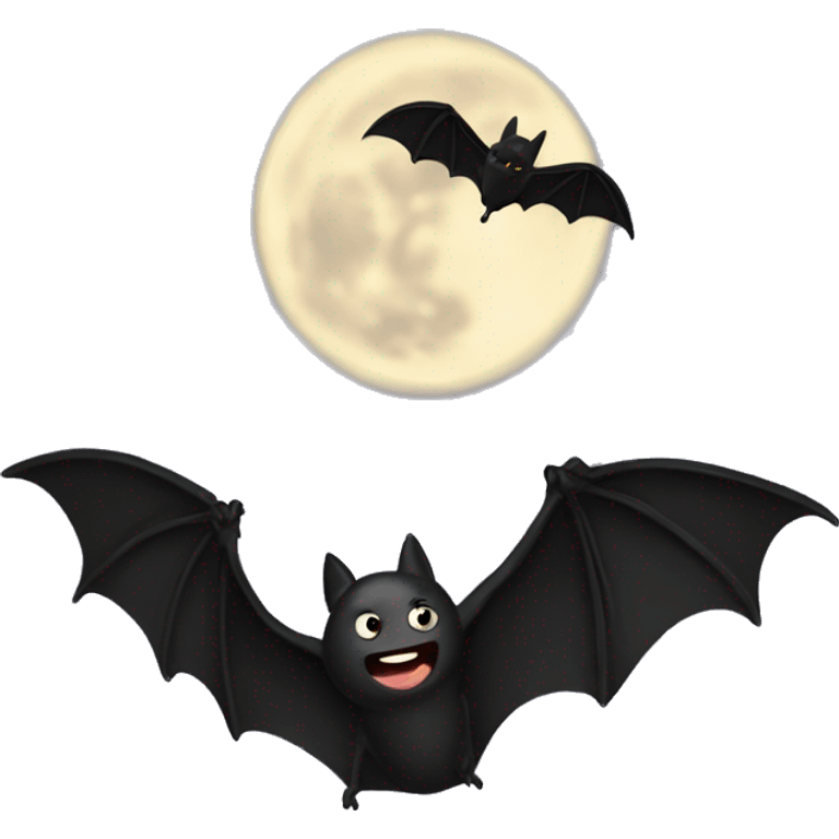 black bat flying to the moon emoji