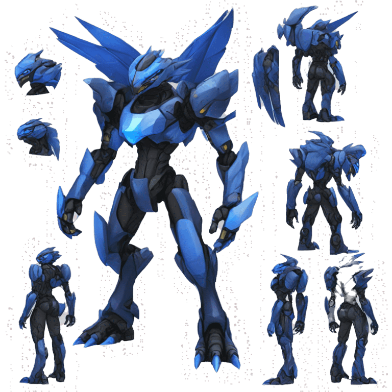  Cool Edgy Futuristic Black Blue Digimon-Fakemon-Raptor-Dragon-Mecha full body emoji