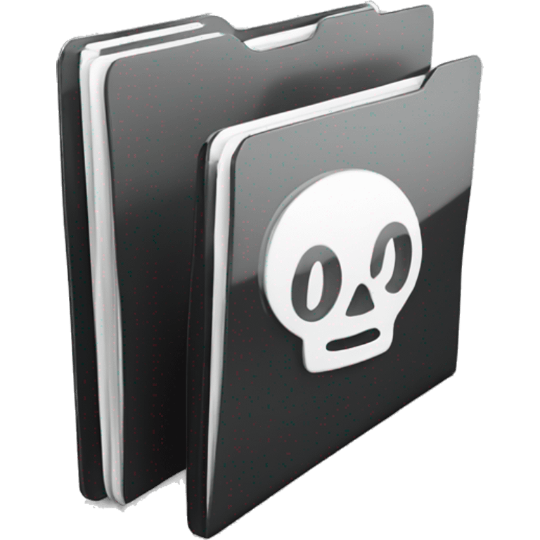 3d glass icon folder with documents in black color emoji