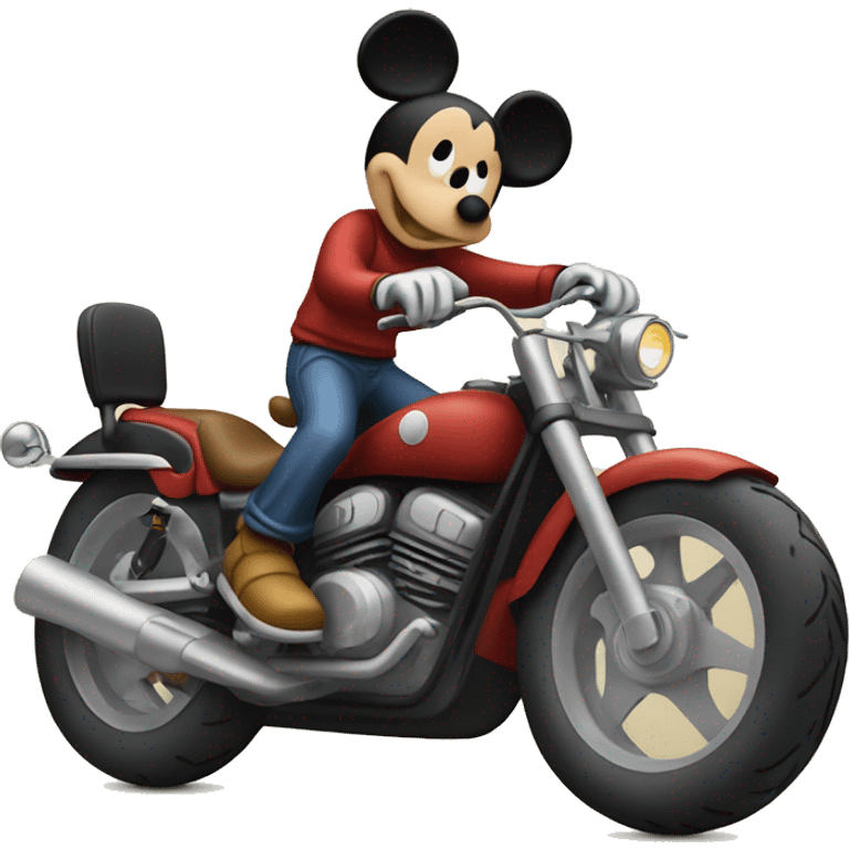 Mickey Mouse riding a motorcycle ￼ emoji