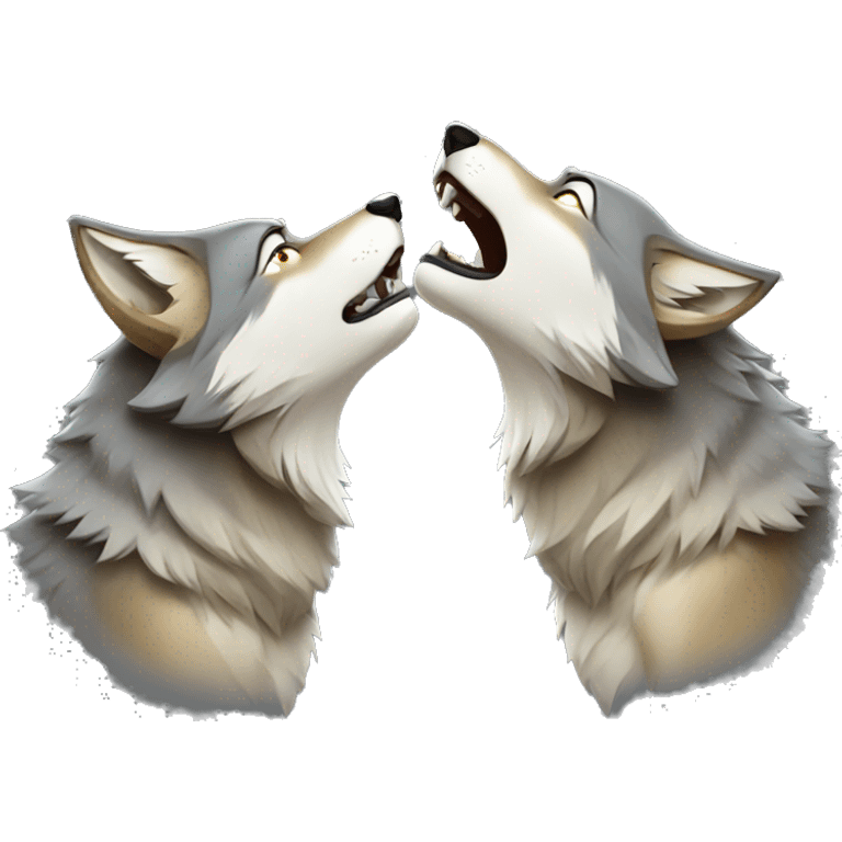 two wolves sad howling emoji