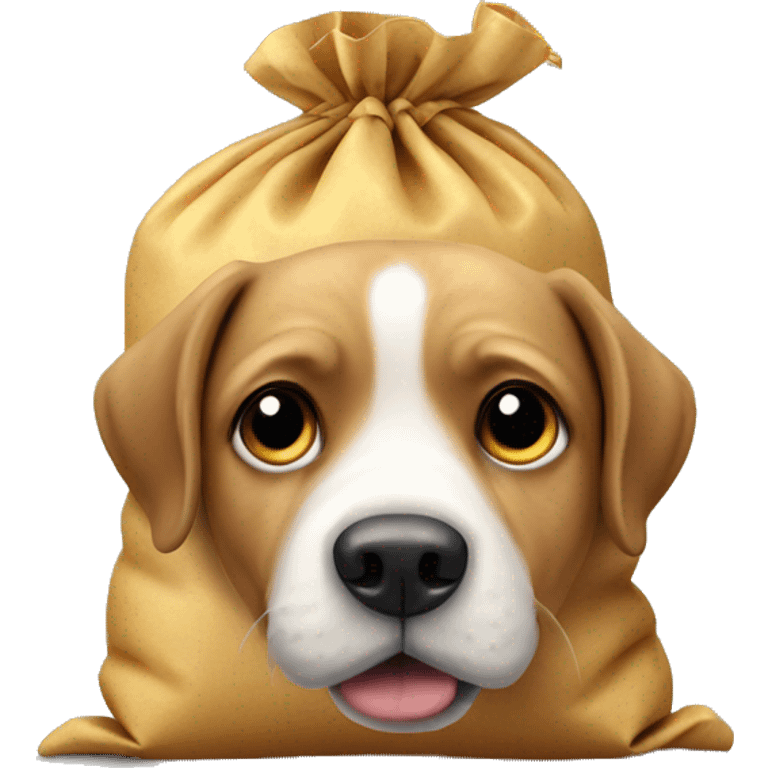 a dog with a potatobag on emoji