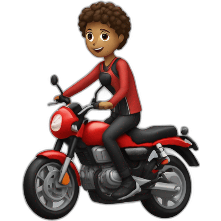 Adolescent de 14ans brun sur une moto rouge et noir emoji