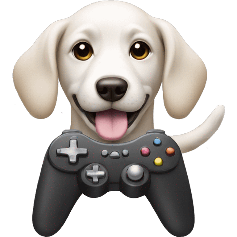 Dog playing on a controller emoji