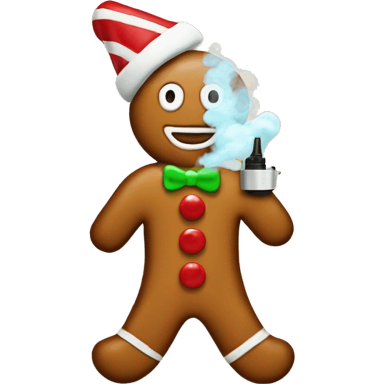 Gingerbread man with vape emoji