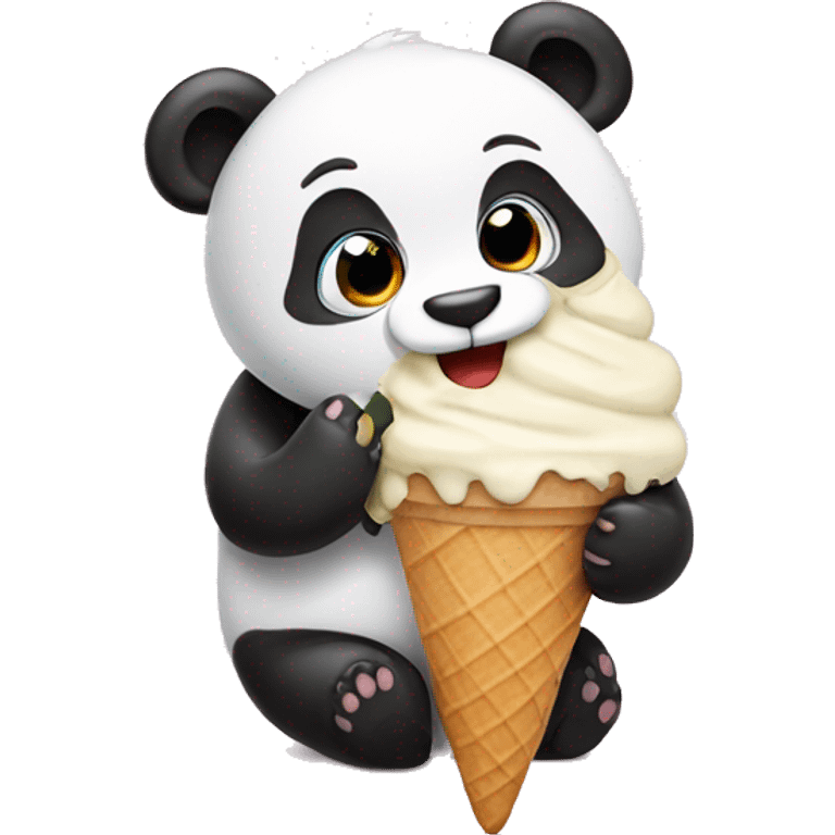 Panda eating ice cream emoji