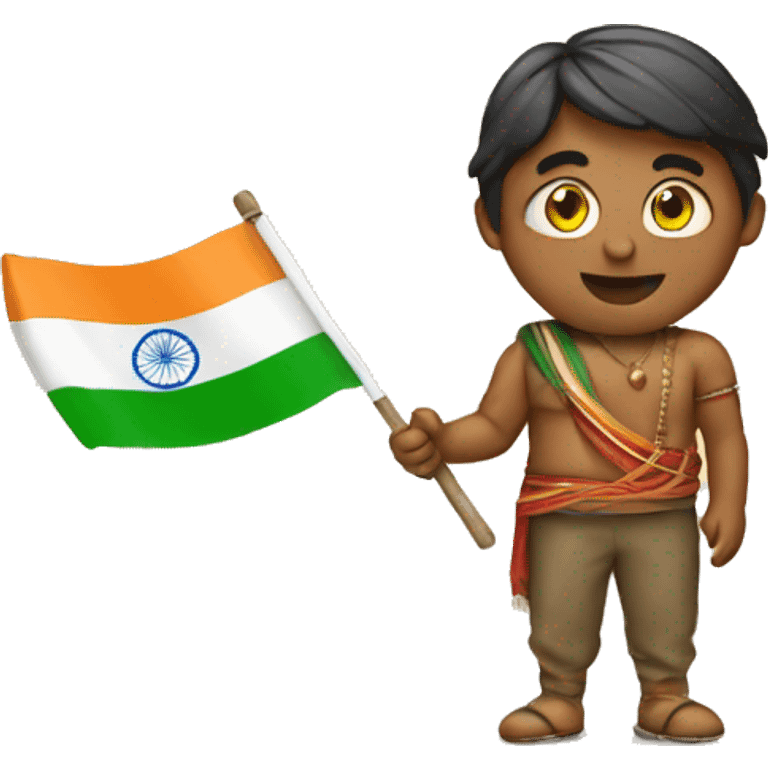 Emoji with indian flag in hand  emoji