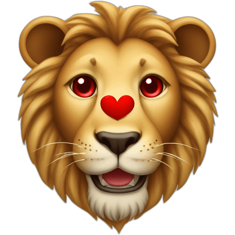 Lion smiling face with red hearts instead of eyes emoji