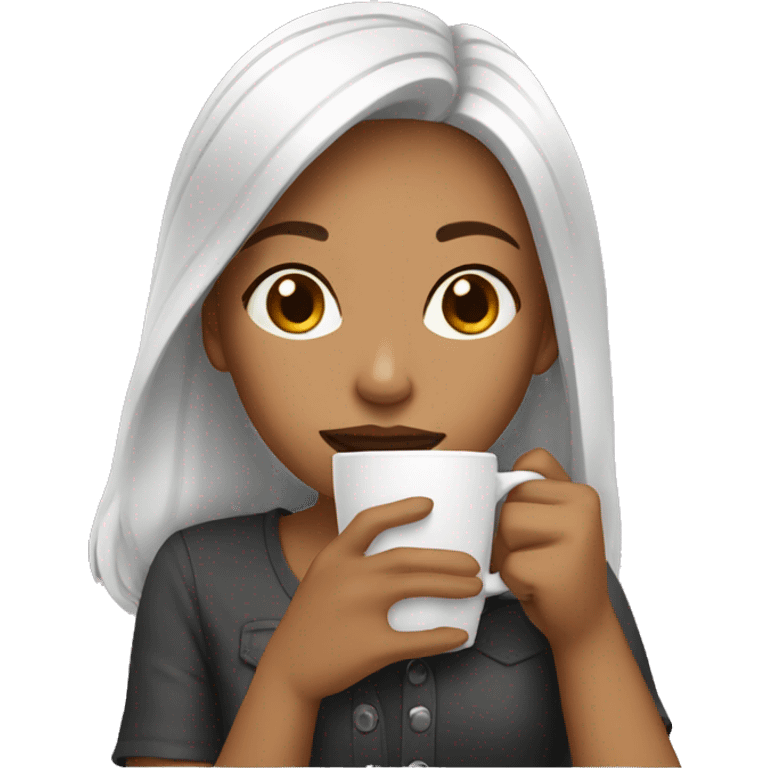 girl drinking coffee emoji