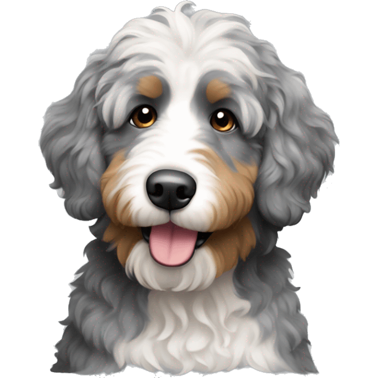 Australian bernedoodle with mixed grey hair emoji