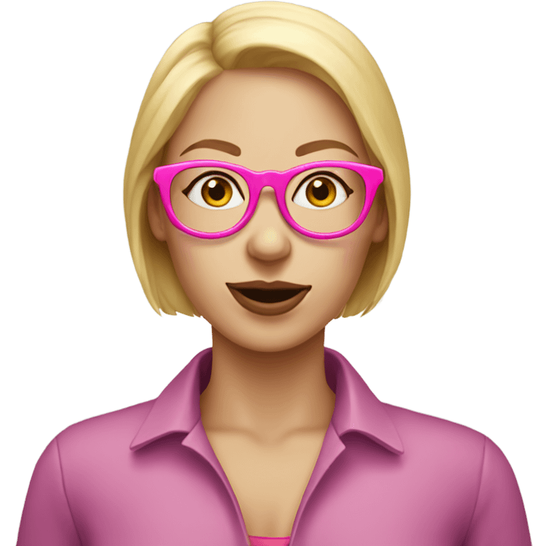 Caucasian women, blonde hair, pink glasses eating donut emoji