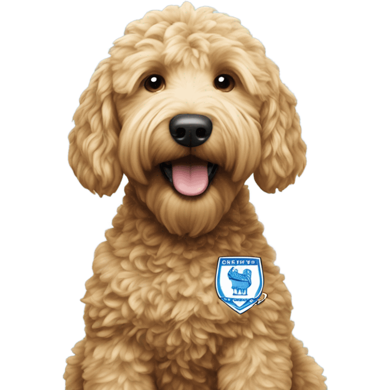 Golden doodle in Huddersfield town kit emoji