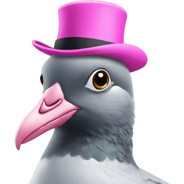 Pigeon wearing a pink top hat  emoji