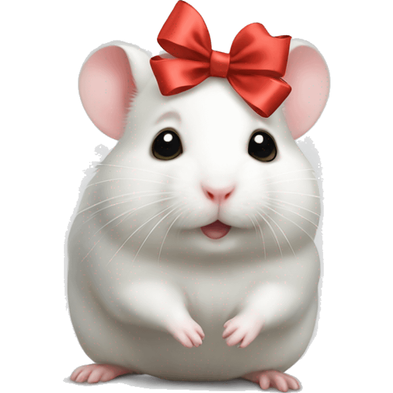 white hamster with bow  emoji