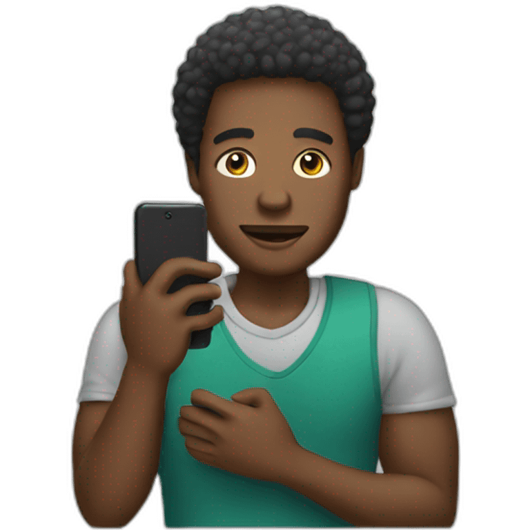 black man with cell phone emoji