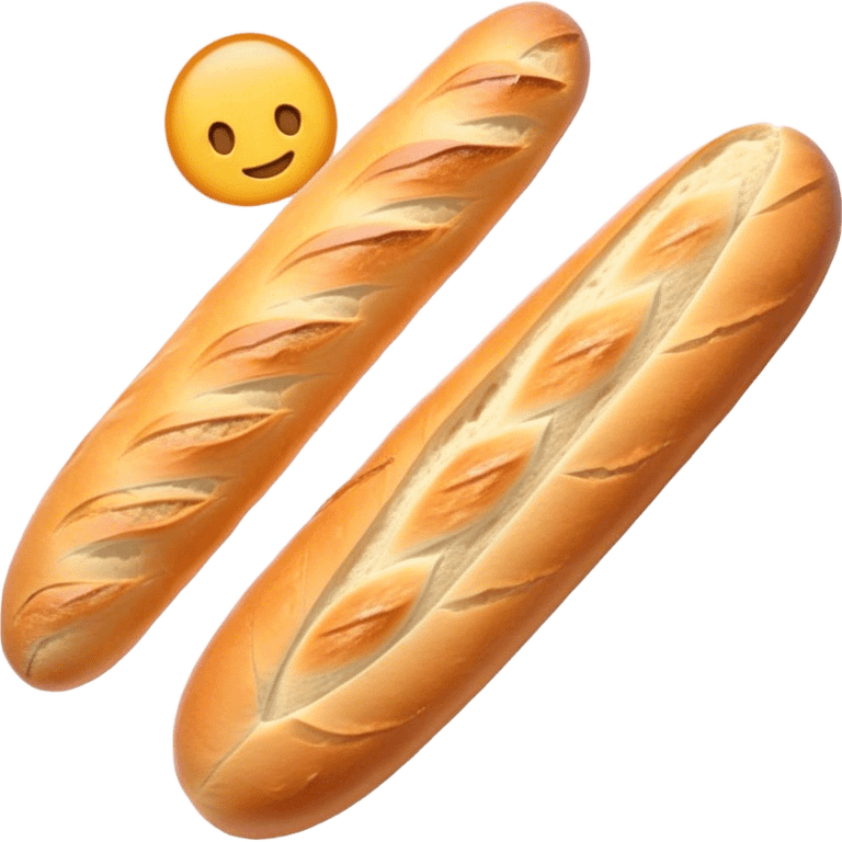 Cinematic Realistic Baguette Bread Emoji, showcasing a long, crusty baguette with a crisp exterior and soft interior rendered with lifelike textures and warm, rustic lighting. emoji