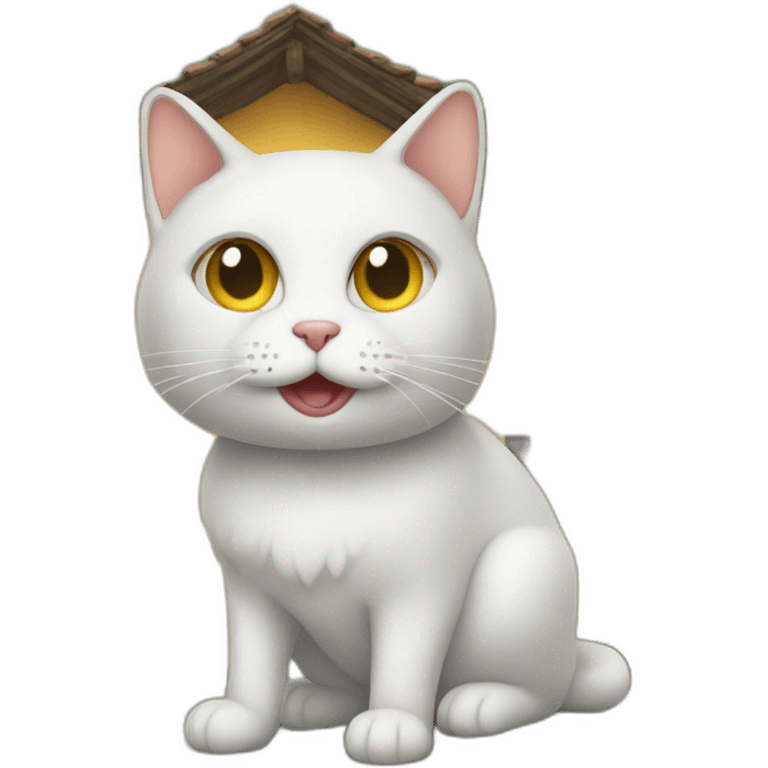 Un chat sur une maison  emoji