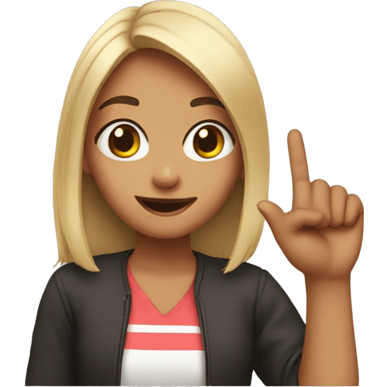 Girl holding up three fingers emoji