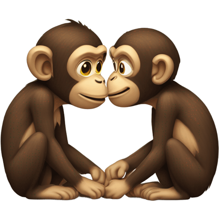 two monkeys are kissing emoji