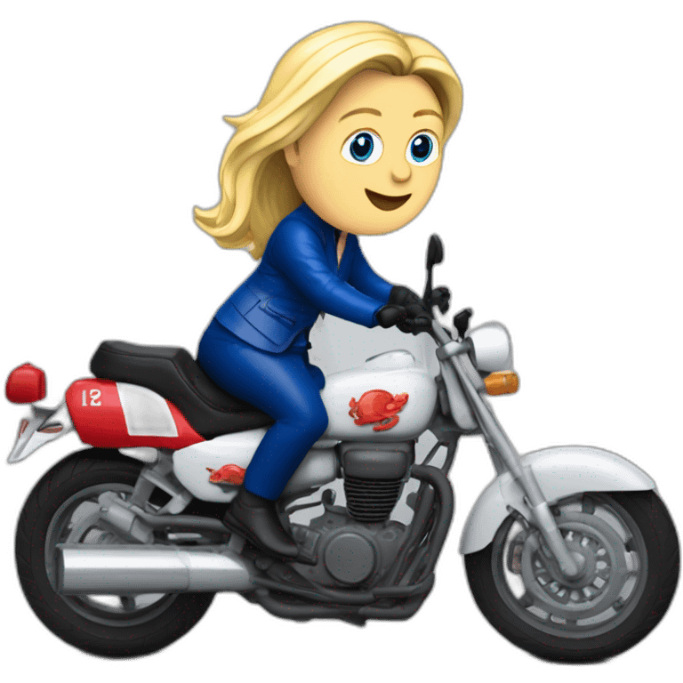 Marine le Pen sur une moto emoji