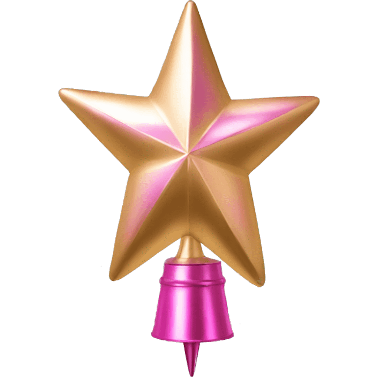 Isolated Realistic metallic pink and gold tree topper. emoji