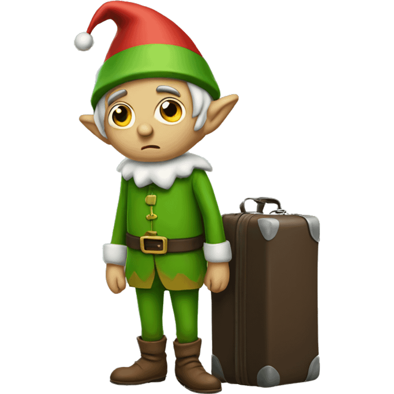 Sad Elf with suitcase emoji