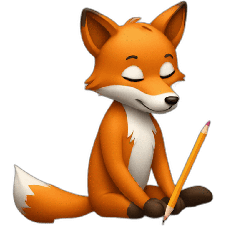 artist fox writing with a pencil emoji