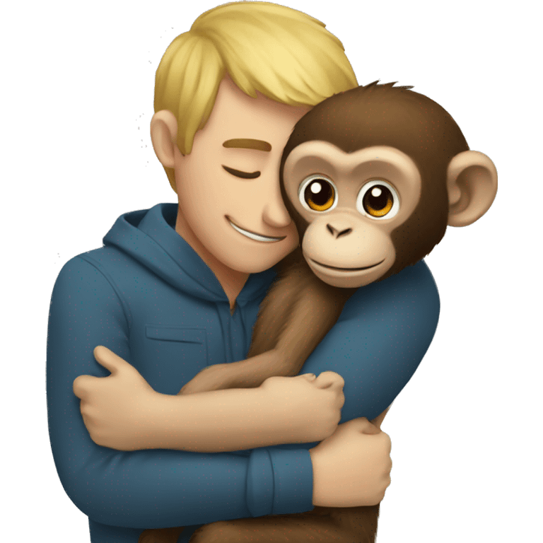 monkey hugging a man emoji