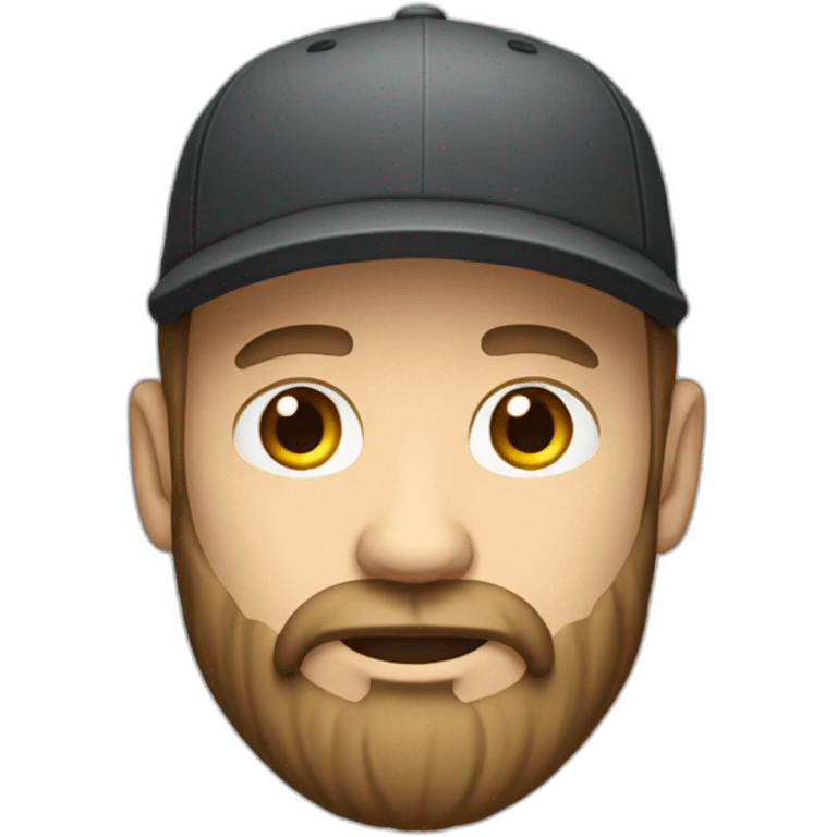 white man with a dark and long beard and a cap emoji