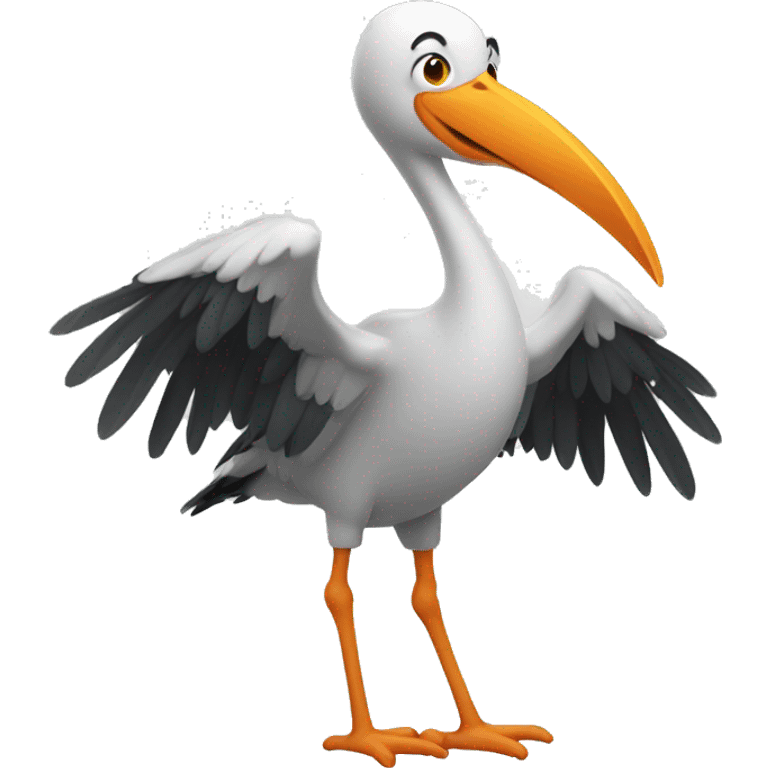 A partying stork on a festival emoji