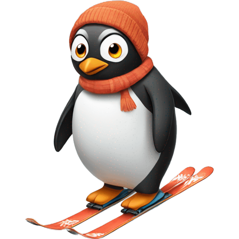 Skiing penguin emoji