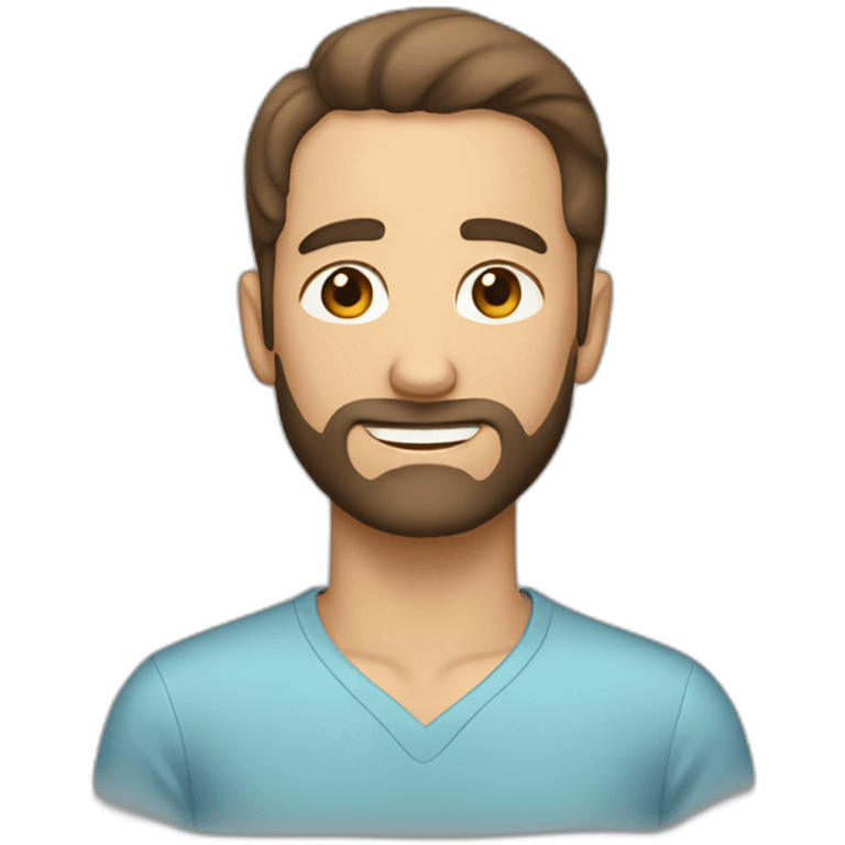 Man with short brown hair receding hairline short beard emoji